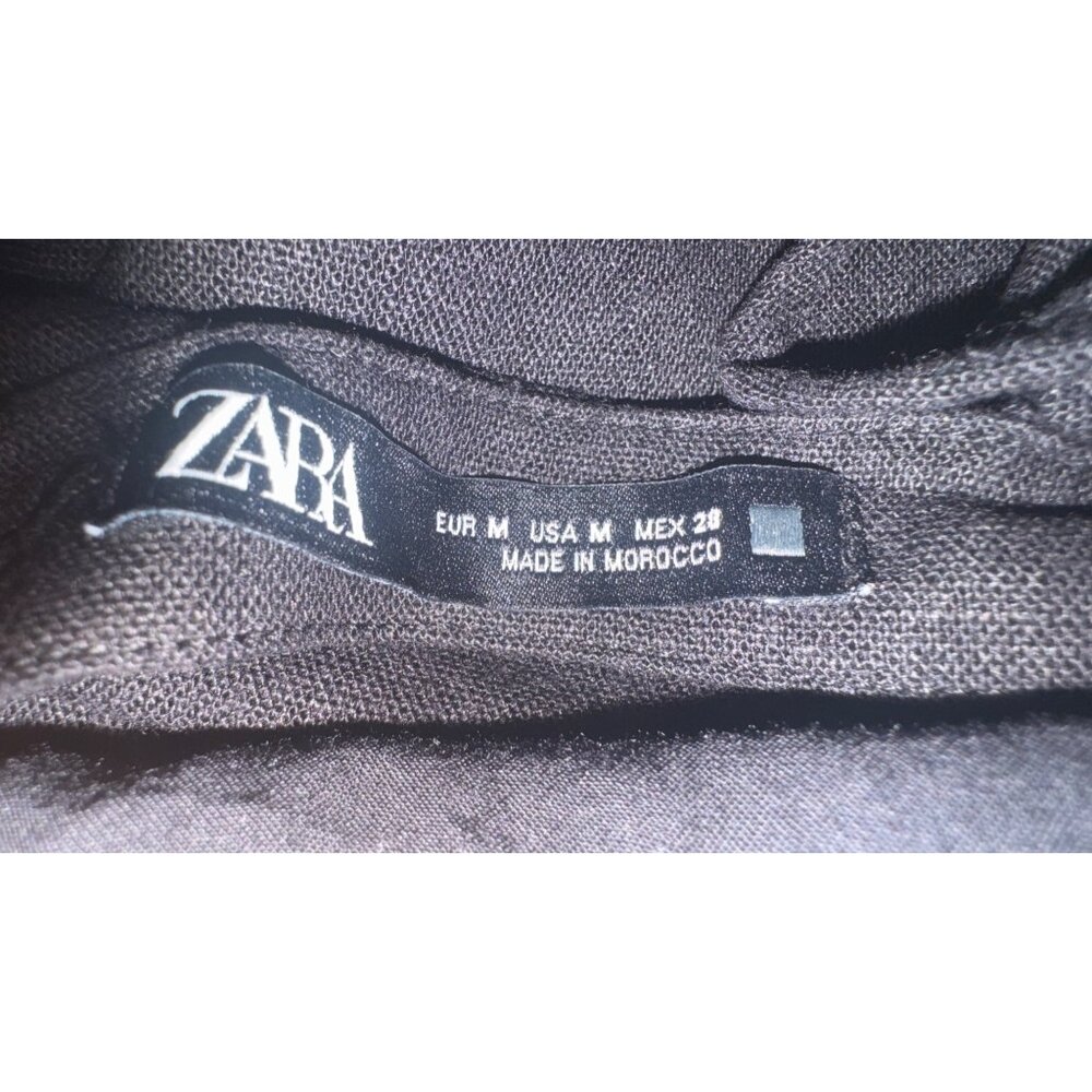 2/$30 ZARA Black 50% Linen Puff Sleeve Midi Dress - Picture 5 of 16